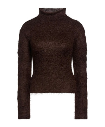 Marni Solid-color High-neck Knitted Sweater In Dark Brown