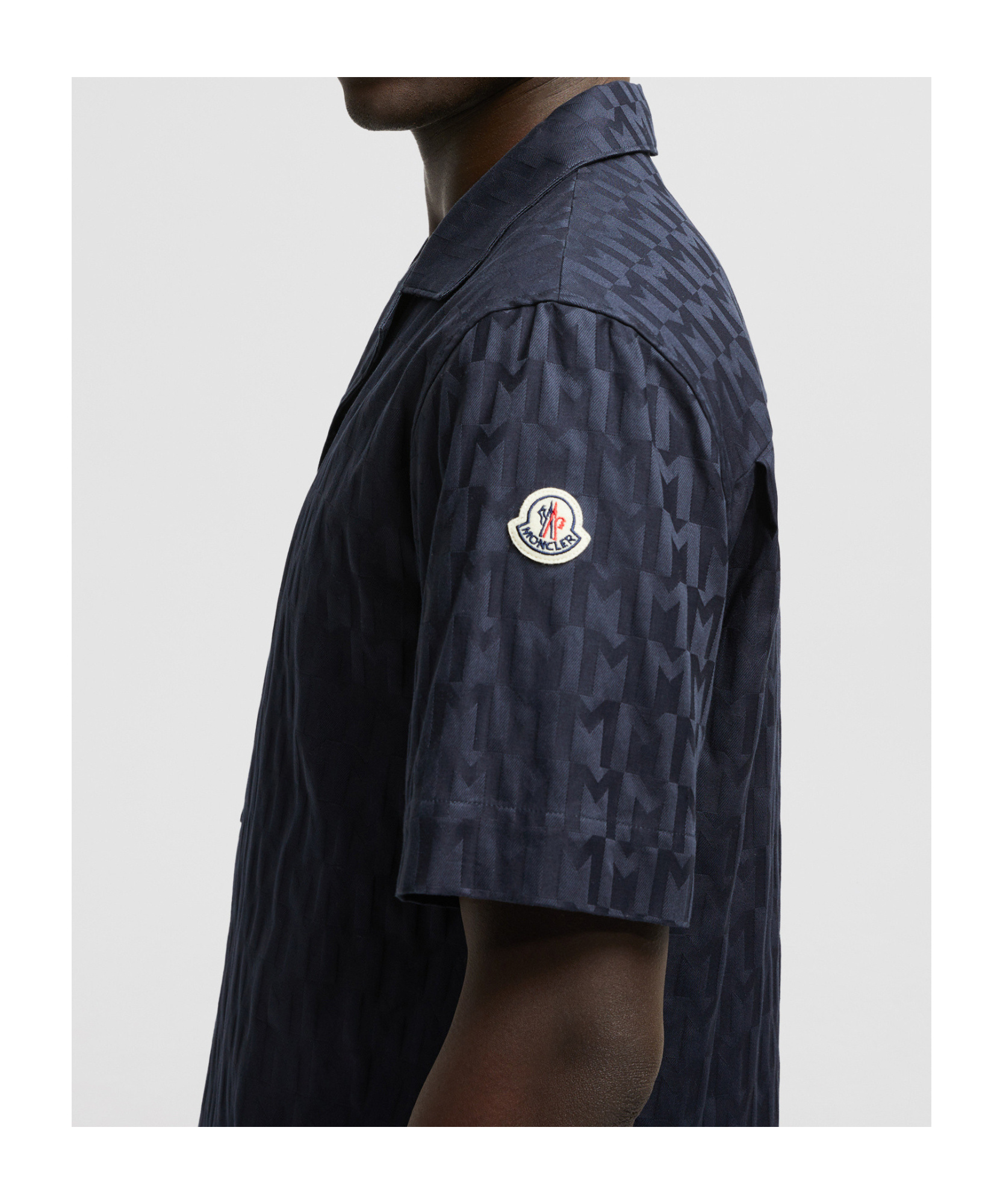 Moncler Chemise En Coton À Monogramme En Jacquard In Black