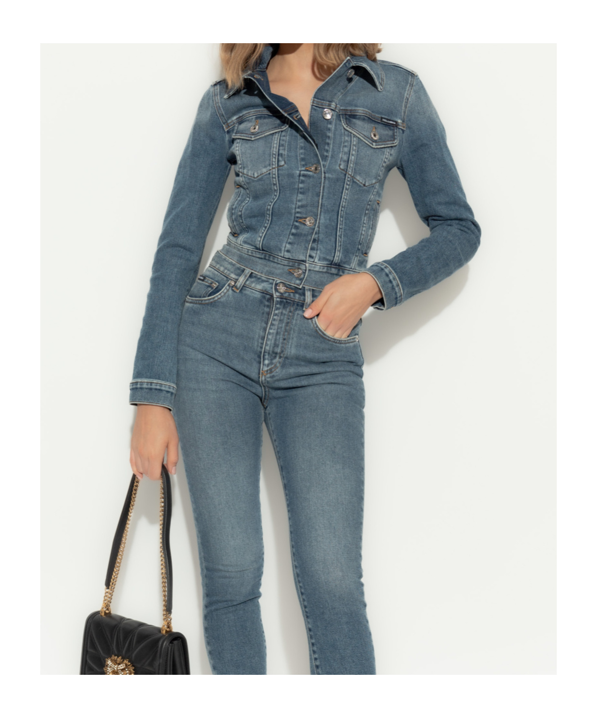 Dolce & Gabbana Logo-plaque Denim Jacket In Blue