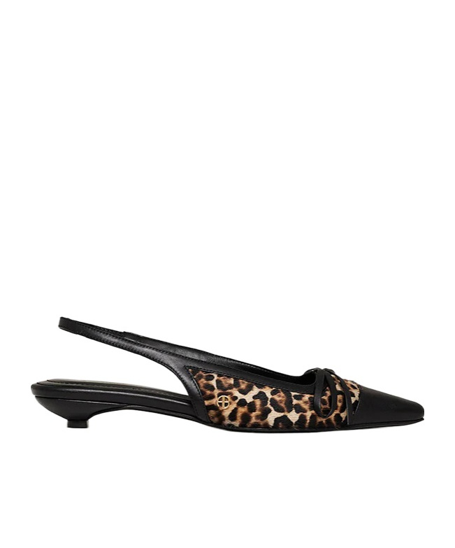 Anine Bing Zoey Slingback Heels Leopard In Black