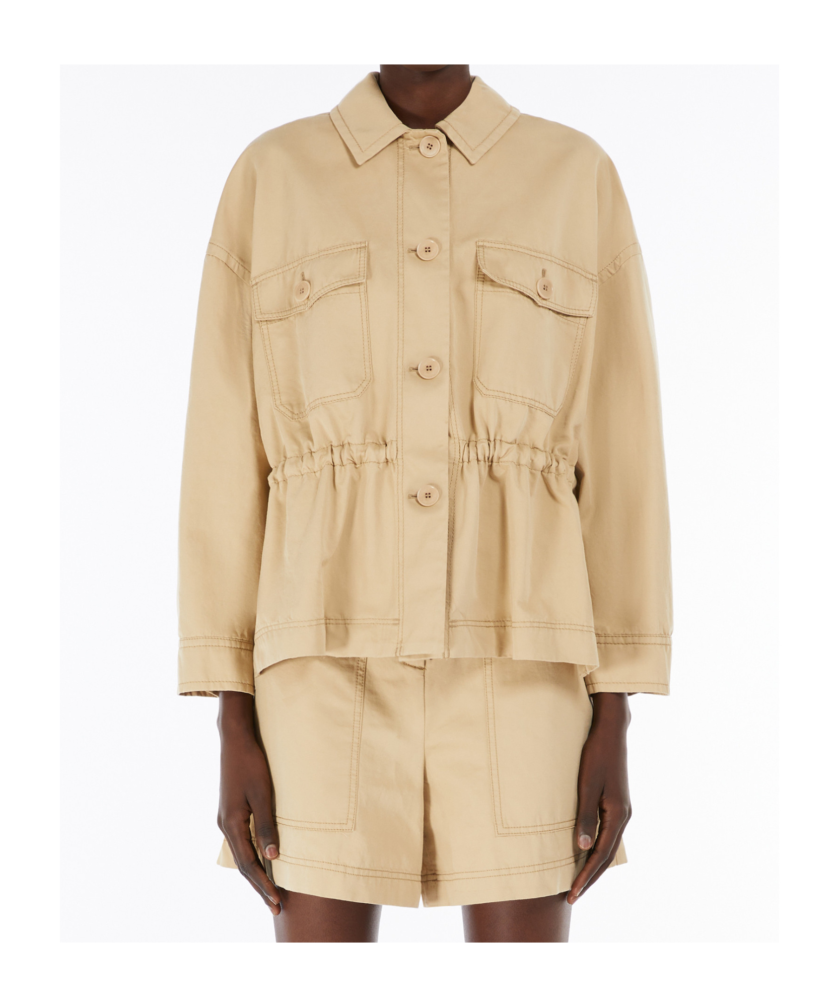 Weekend Max Mara Lapel Long Sleeve Casual Jacket In Nude