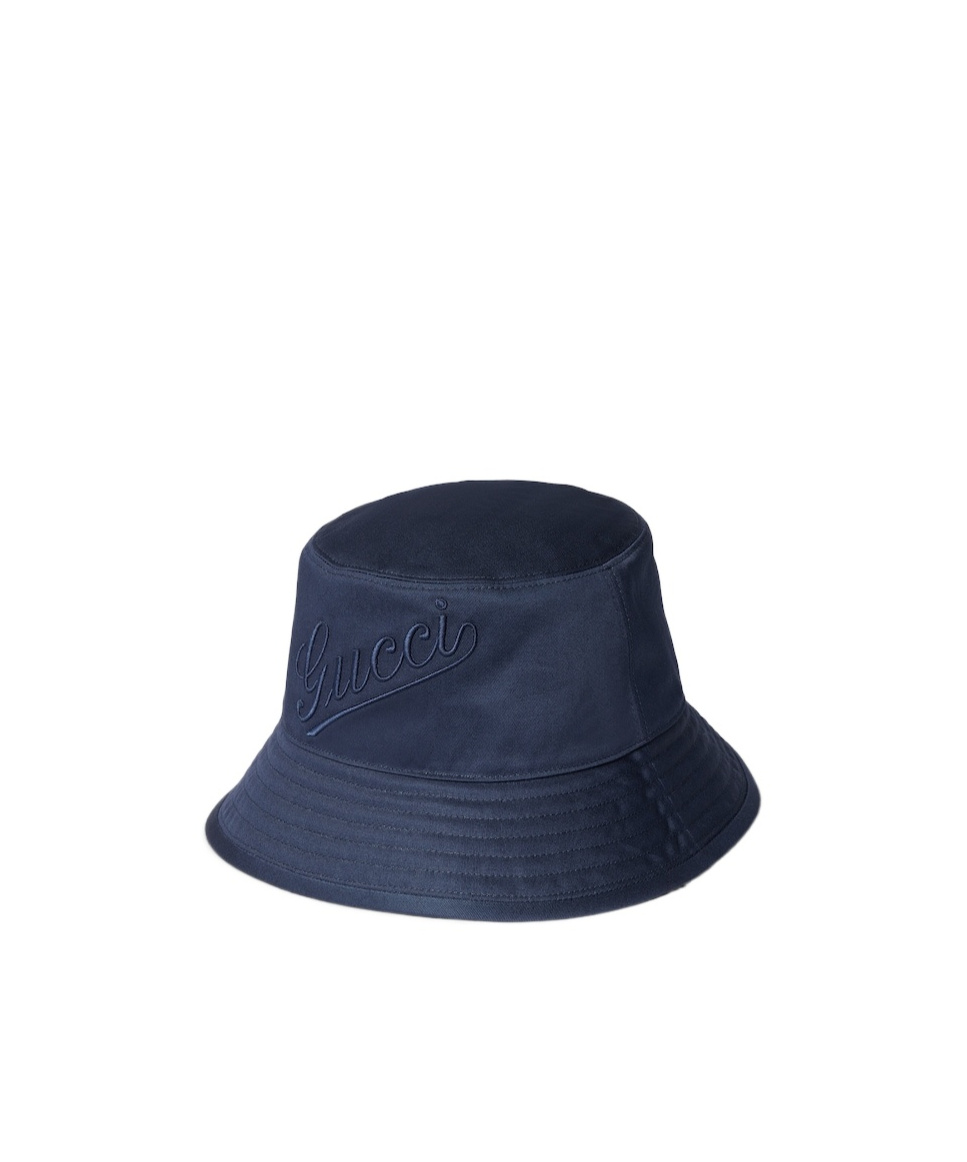 Gucci Logo-embroidered Bucket Hat In Blue