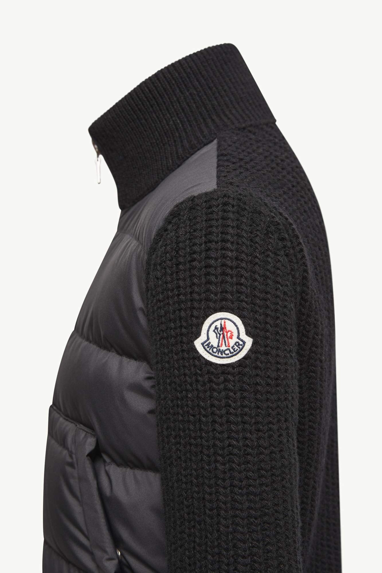 Moncler Padded Wool Zip-up Cardigan In Black