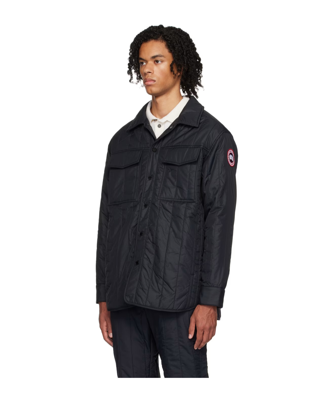 Canada Goose Lapel Quilted Casual Jacket In Black