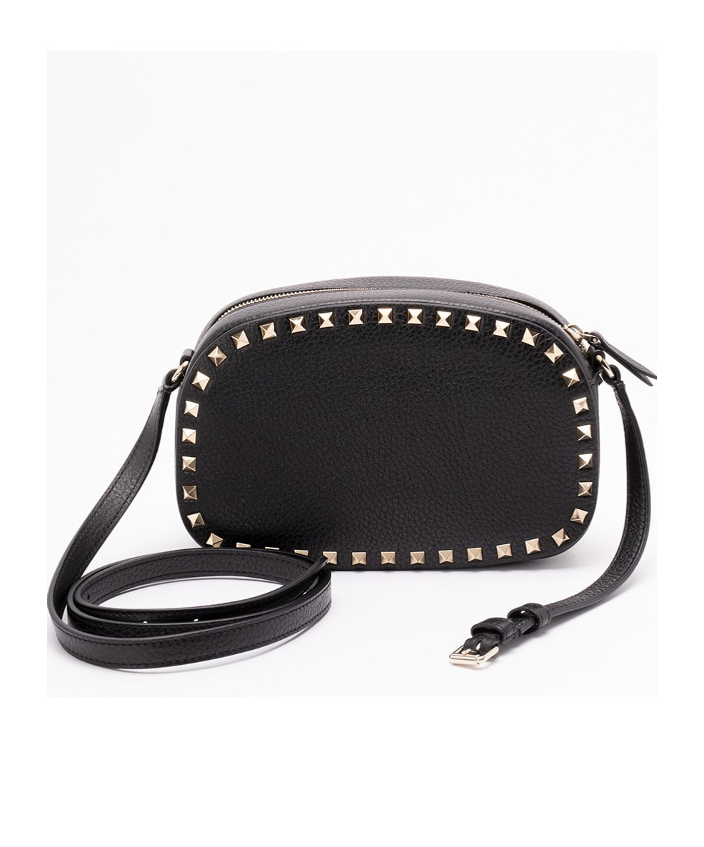 Valentino Zipper Shoulder Bag In Black