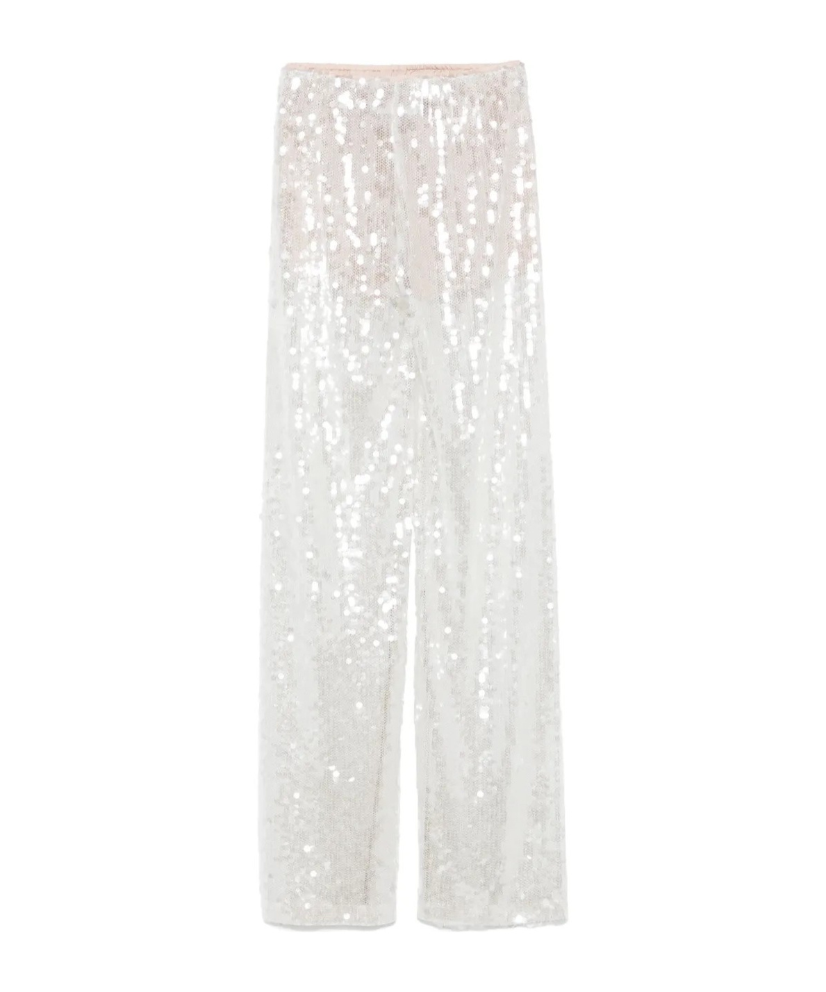 Federica Tosi Wide-leg Trousers With Shimmering Sequin Detailing In Bianco