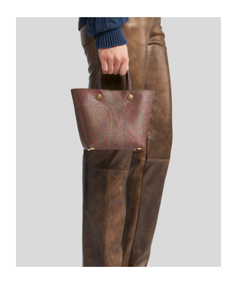 Etro Mini Double Handle Shoulder Bag In Brown