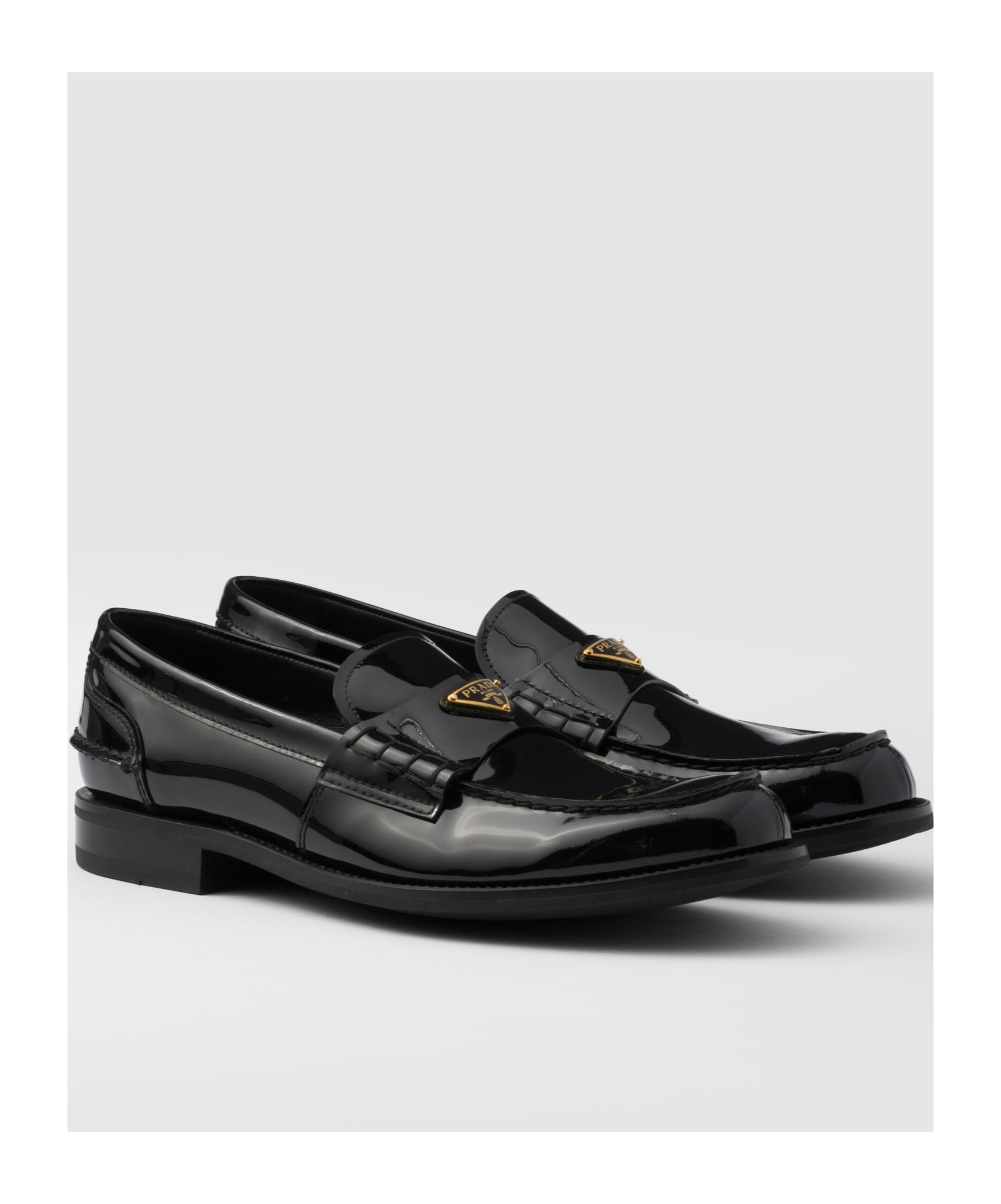 Prada Loafers Brushed Leather Elastic Gusset In Black