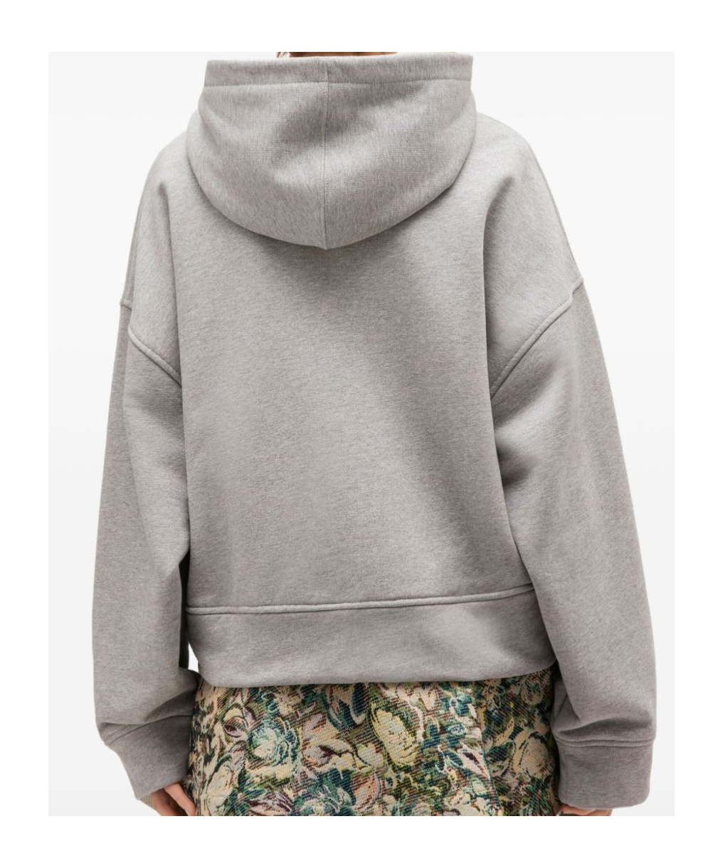Ganni Cotton Zip-up Hoodie Featuring Pockets In Gray