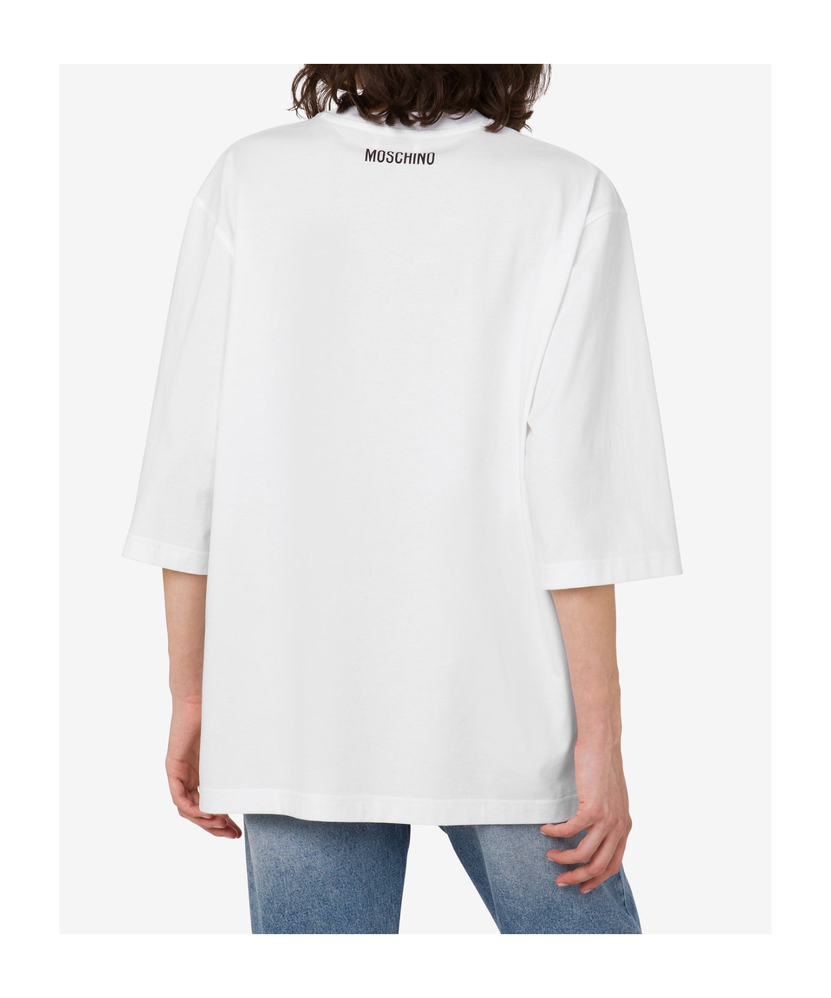 Moschino Graphic Front Print T-shirt With Ribbed Neckline In Yellow