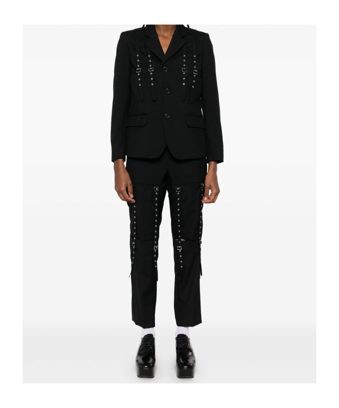 COMME DES GARÇONS BLACK BUCKLED REGULAR FIT BLAZER 