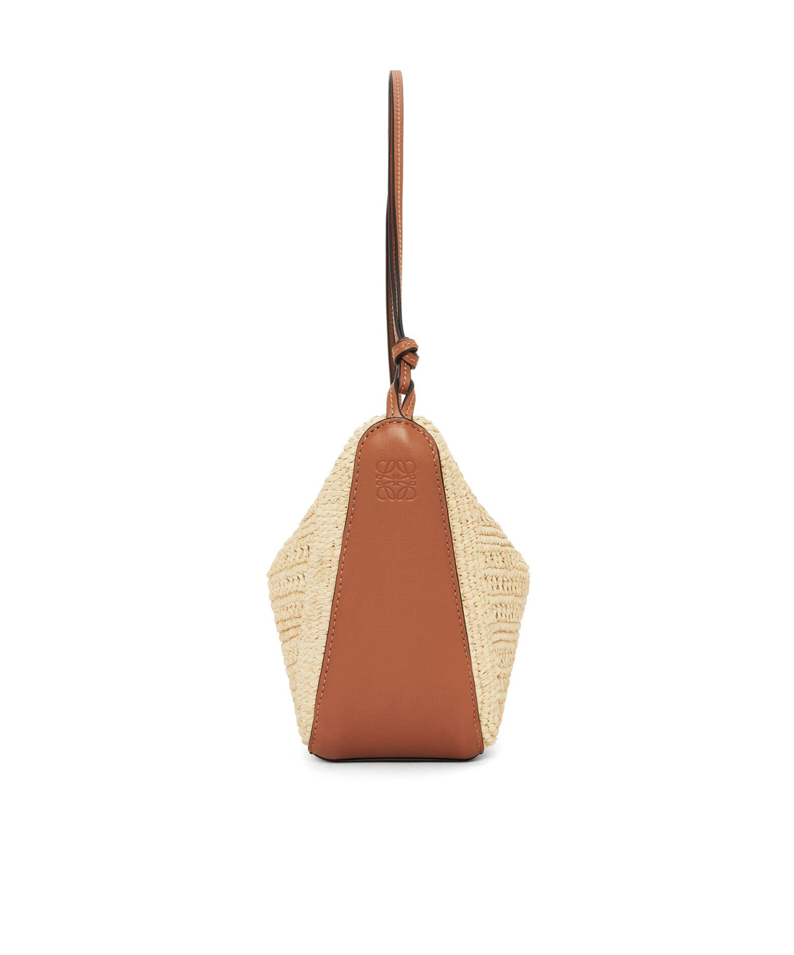 Shop Loewe Mini Hammock Hobo In Raffia And Calfskin In Nude