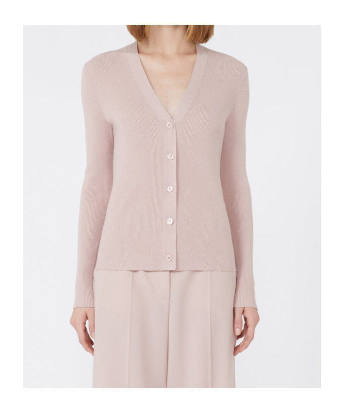 Weekend Max Mara Gabriel Ribbed V-neck Cardigan In Pink