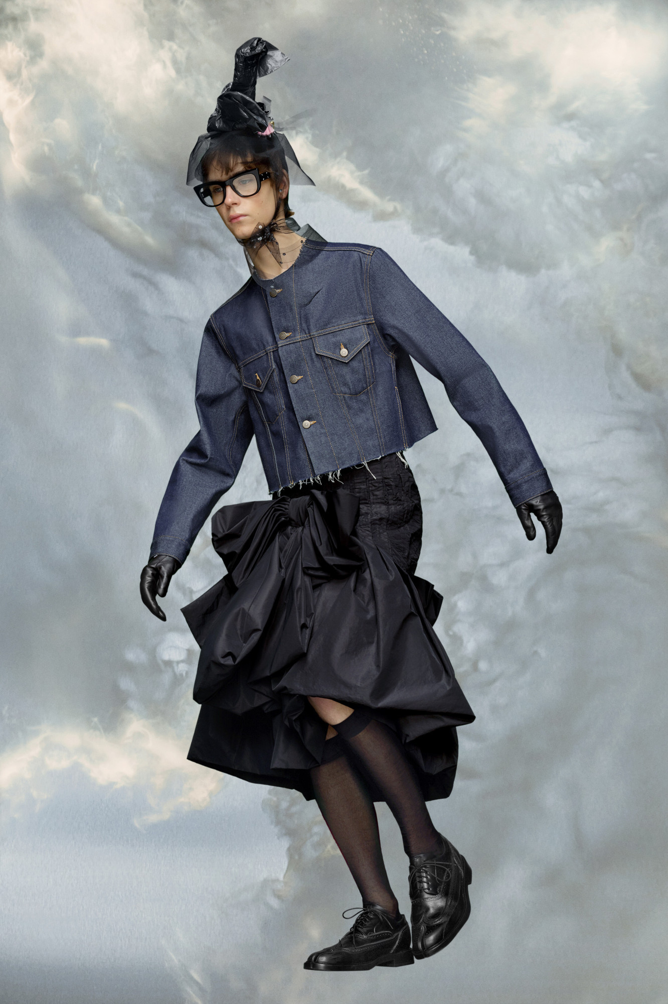Maison Margiela Collarless Denim Jacket In Blue