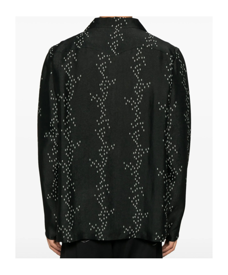 Shop Needles Patterned-jacquard Buttoned Shirt In Black