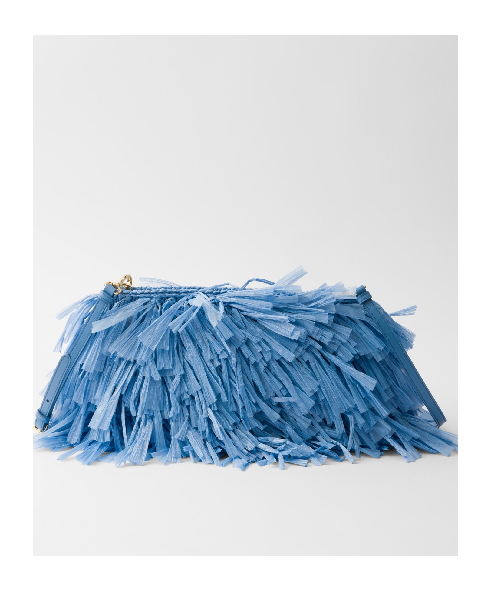 Prada Crochet Clutch Featuring Fringe Detailing In Blue