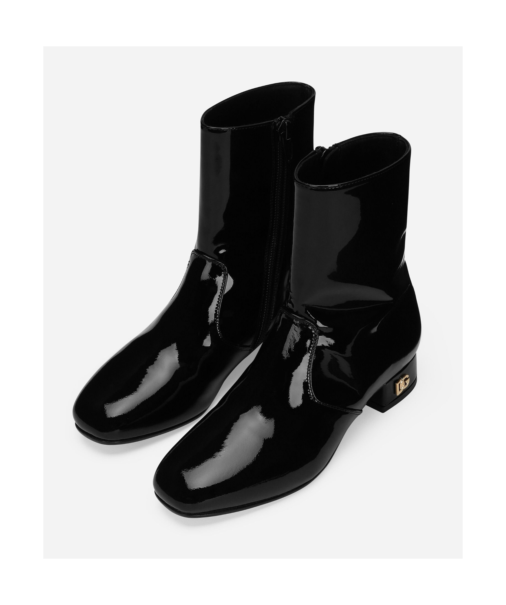 Dolce & Gabbana Patent Leather Ankle Boots In Black
