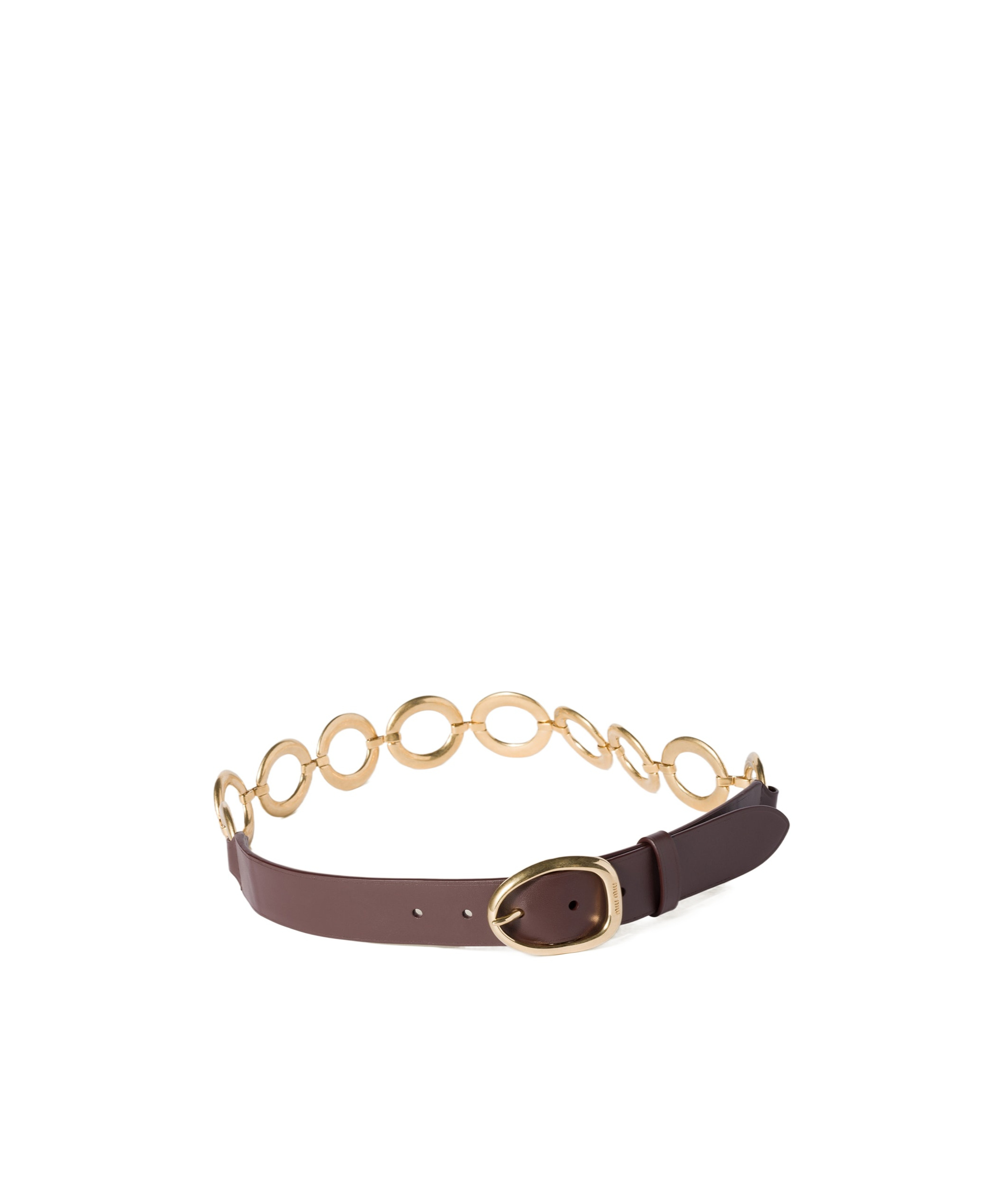 Miu Miu Leather And Metal Belt In Gold