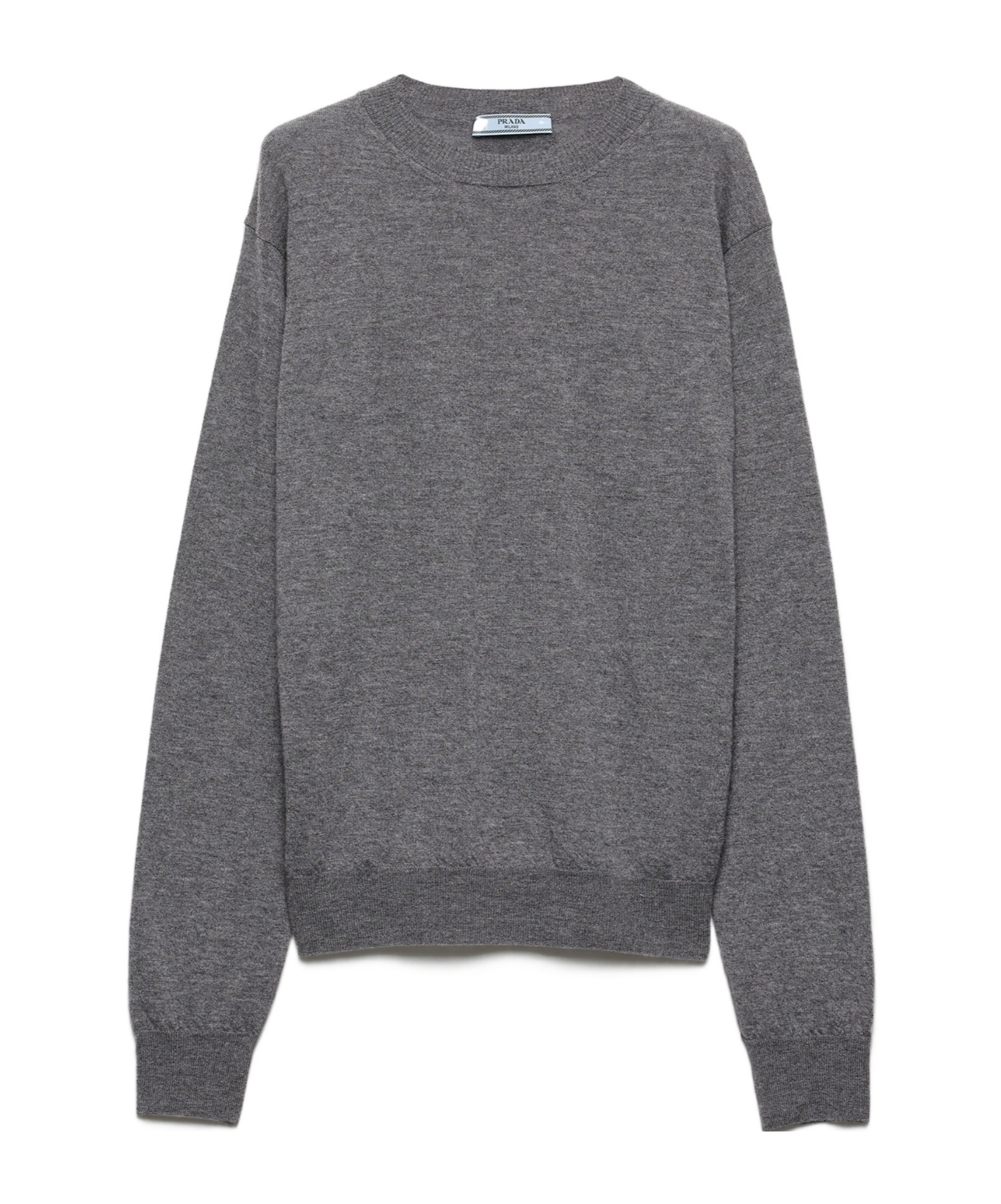 Prada Superfine Cashmere Knit Crewneck Sweater In Gray