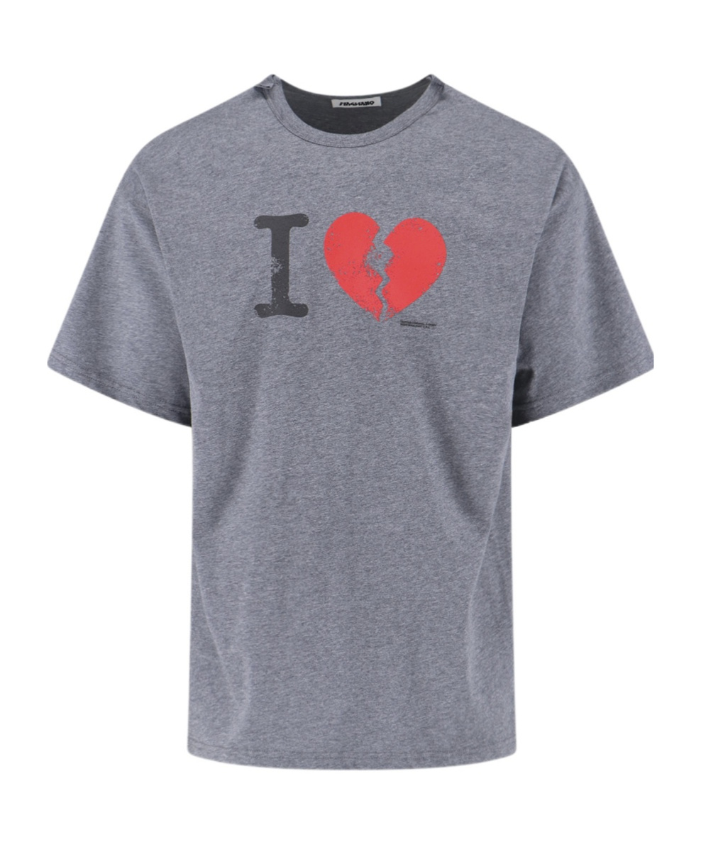 Magliano Graphic Print Crew Neck Short Sleeve Top In Gray