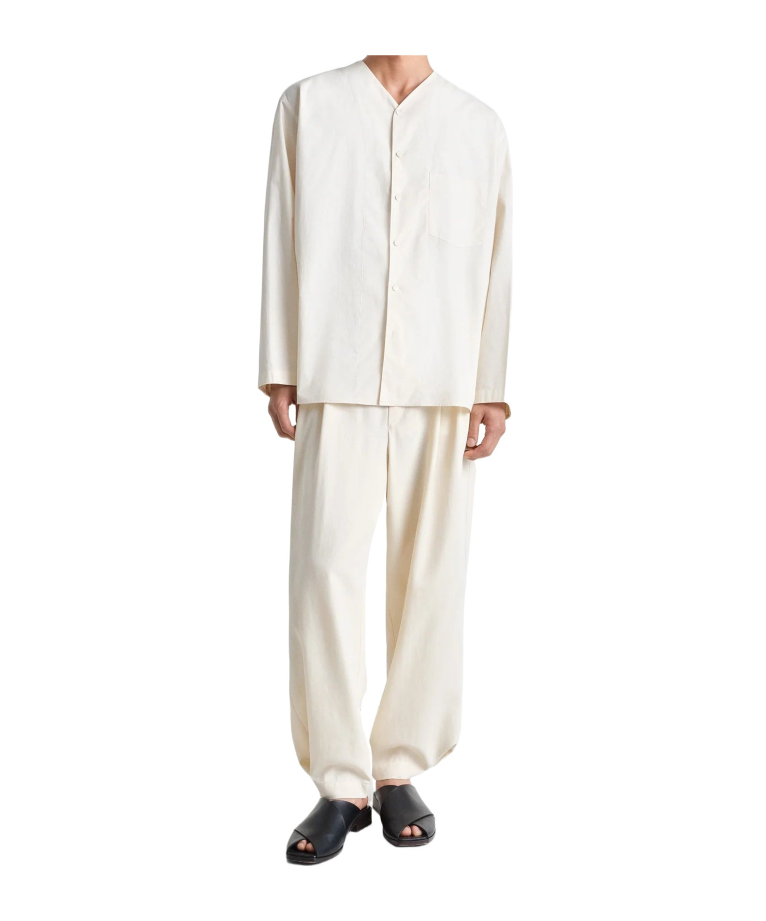 Lemaire Button-up Long-sleeve Shirt In Neutral