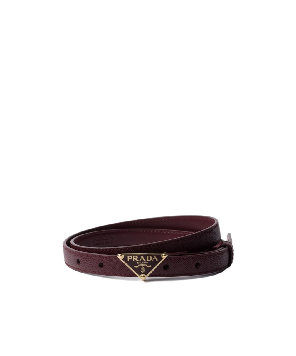 Prada Saffiano-leather Belt In Burgundy