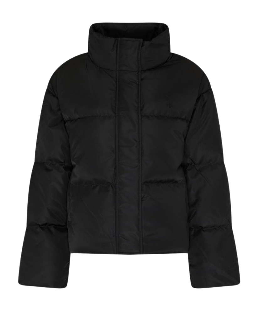 Shop Anine Bing Turtleneck Cotton Coat In Black