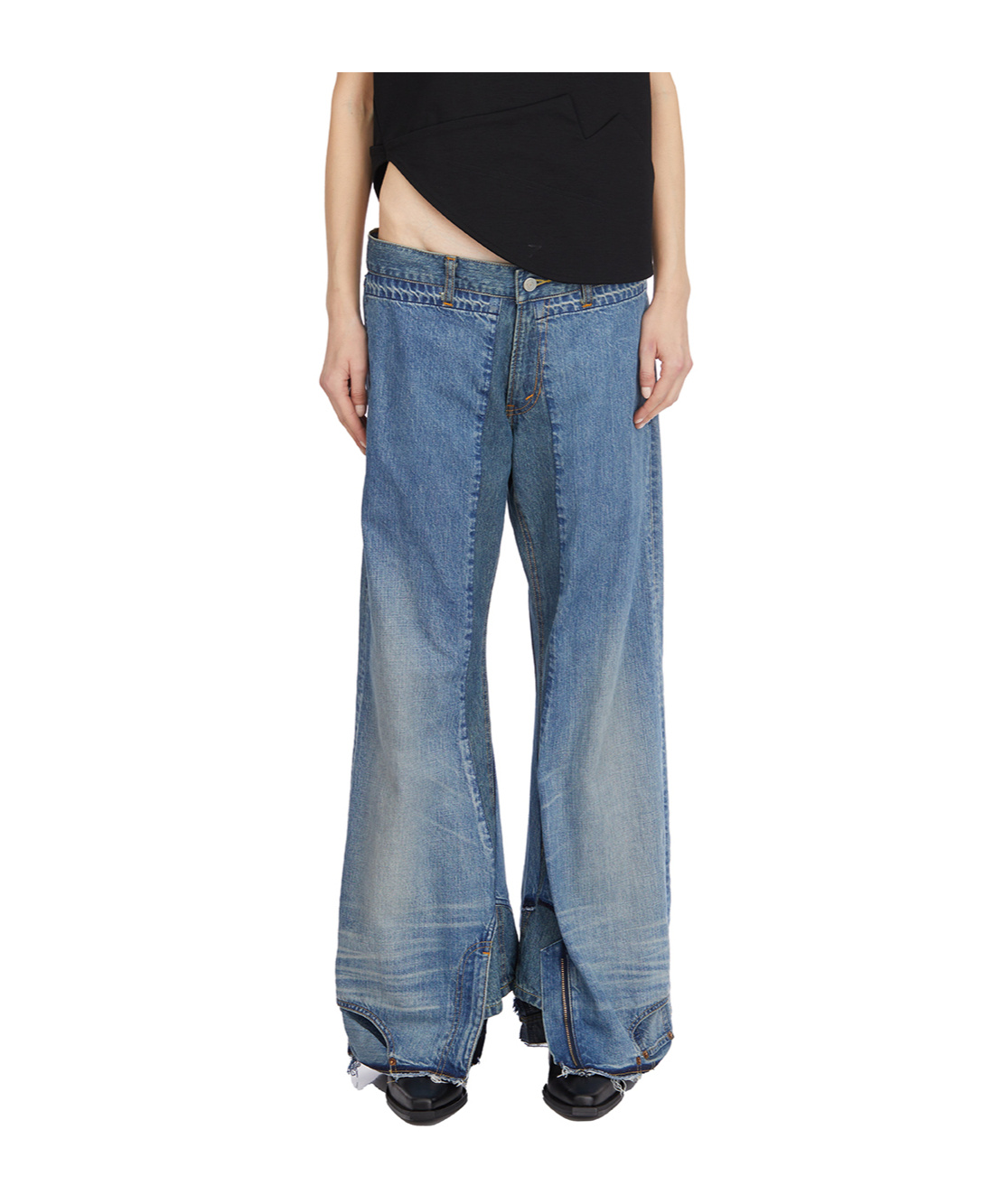 Junya Watanabe Upside Down Denim Pants In Blue