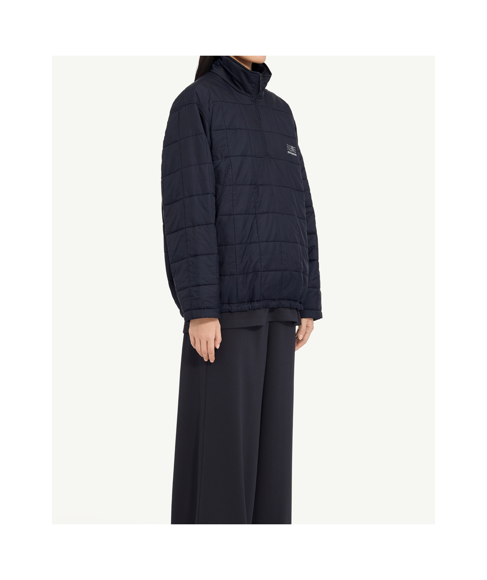 Mm6 Maison Margiela Quilted Jacket With High Collar And Cuffs In Blue