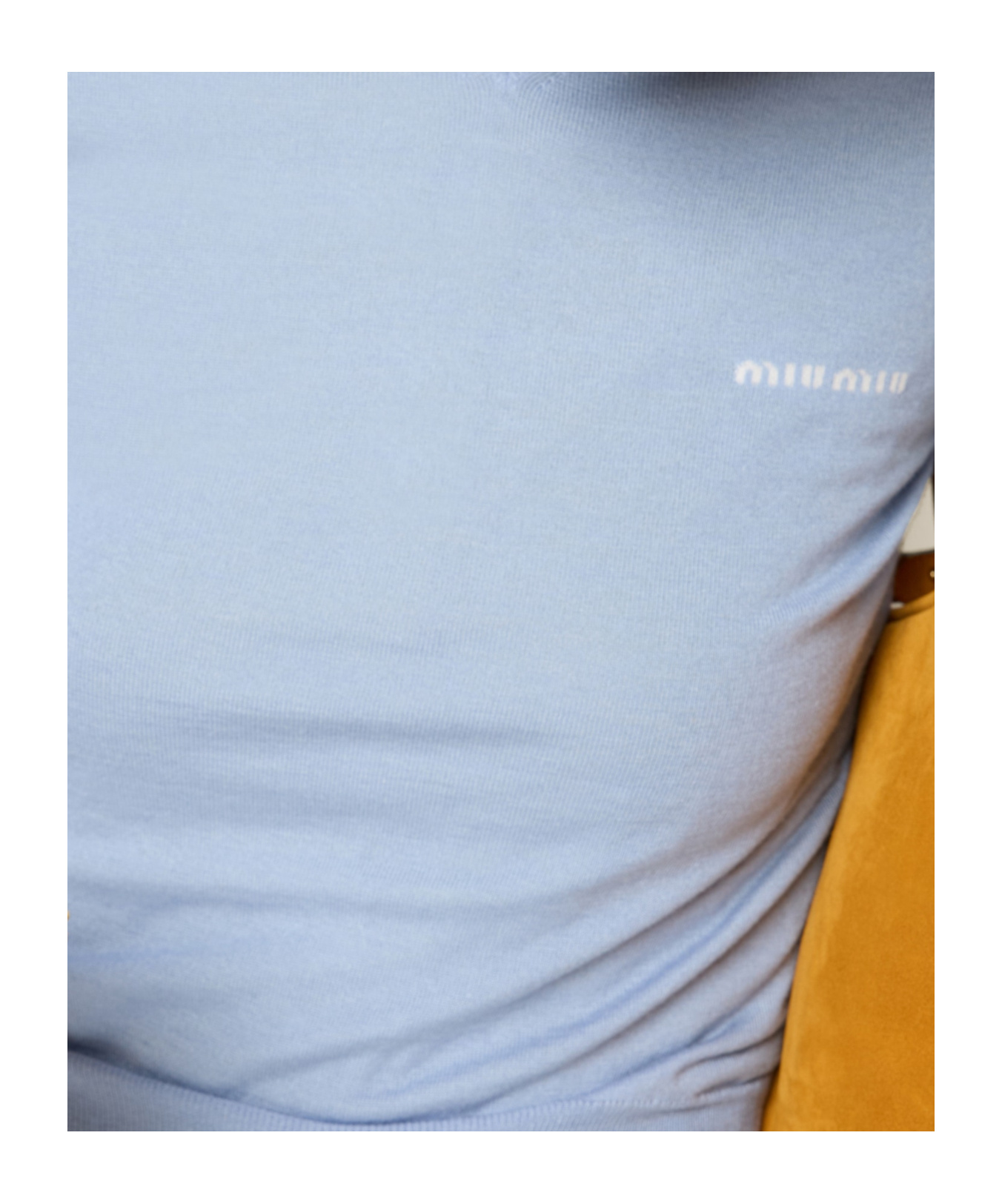 Miu Miu Silk And Cashmere V-neck Sweater In Blue