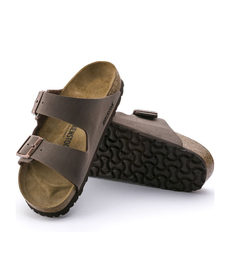 Birkenstock Arizona Birko-flor Nubuck Mocha Slipper - Size S In Black