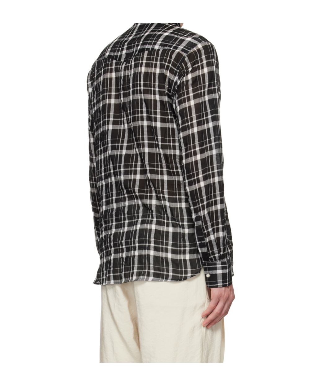 Officine Generale Check Pattern Shirt In Black