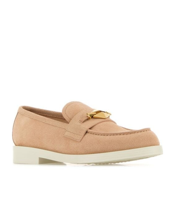 Jimmy Choo Maddie Diamond Suede Loafers In Nude