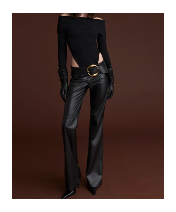 Aniye By Off-shoulder Long-sleeved Bodysuit In Black