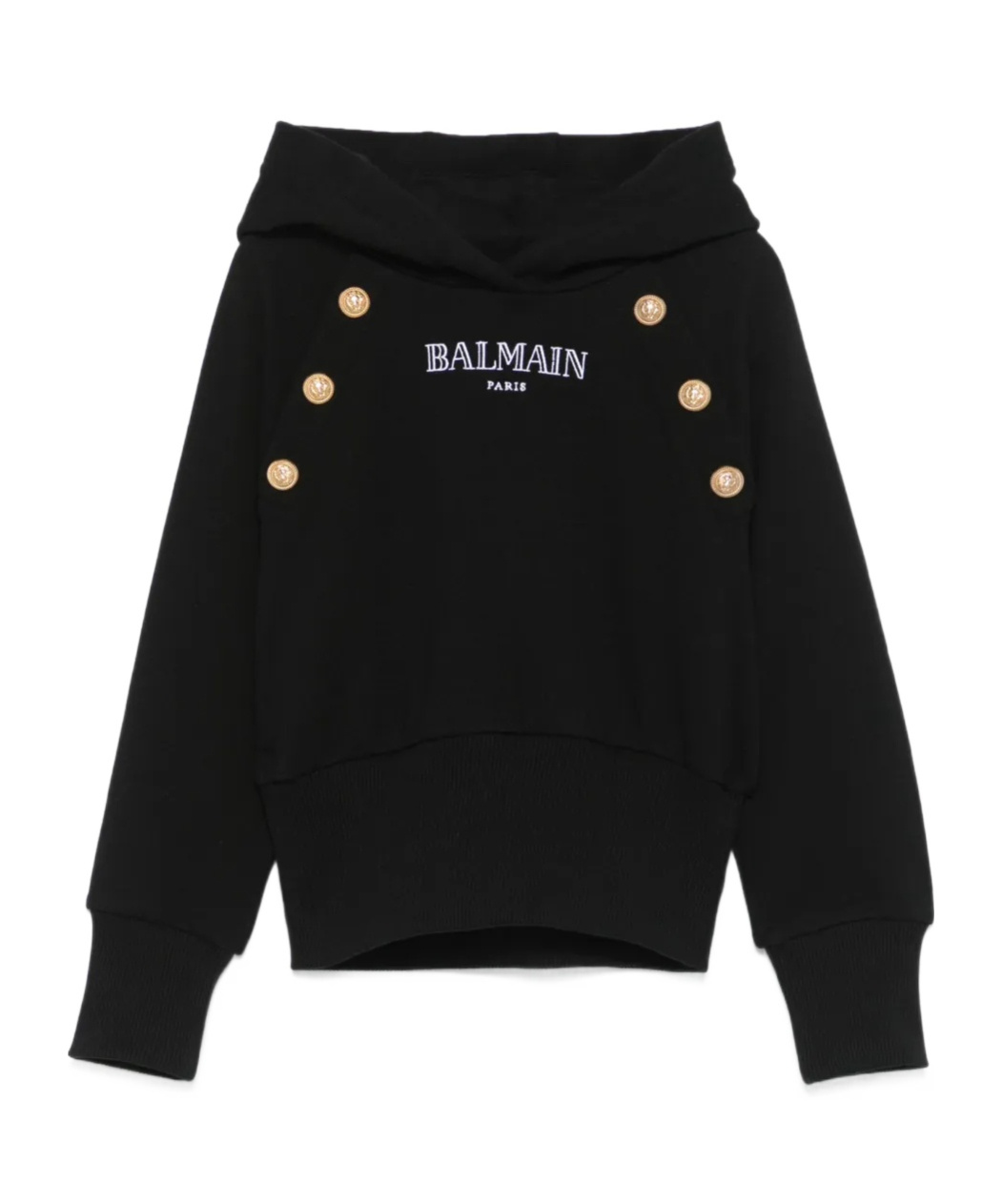 BALMAIN LOGO-EMBROIDERED HOODIE