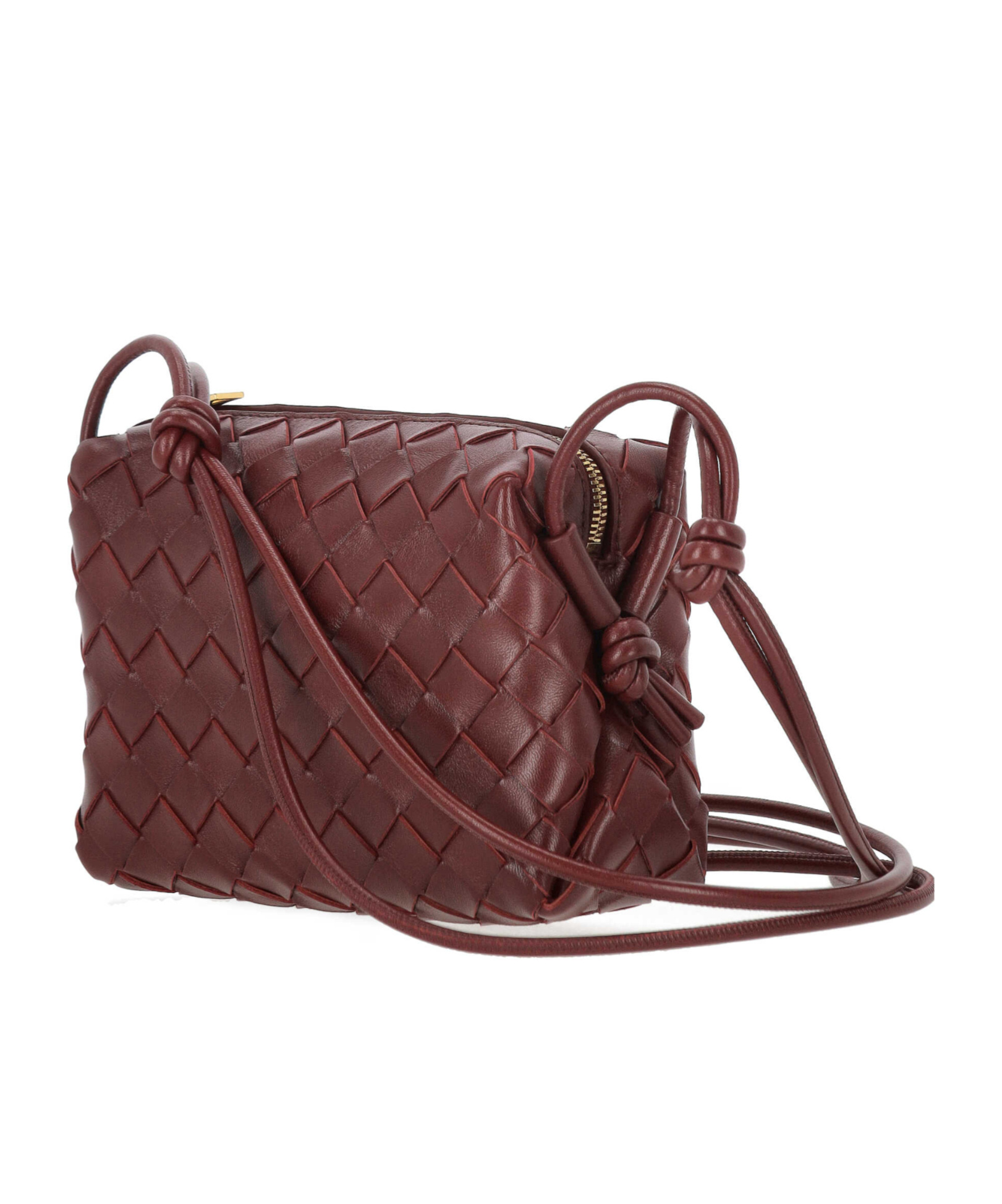 Bottega Veneta Women Loop Mini Leather Crossbody Bag In Red