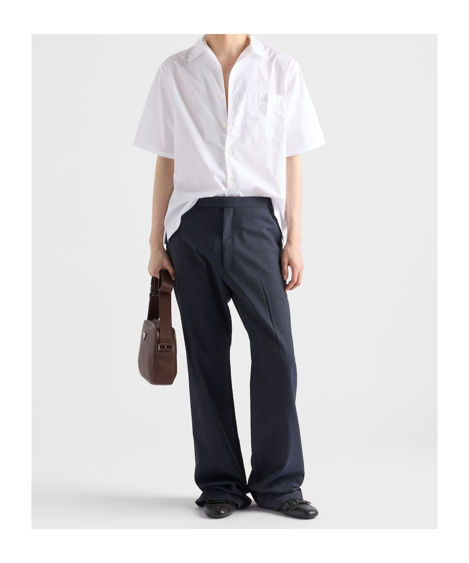 Prada Cotton Shirt With Short Sleeves And Pockets