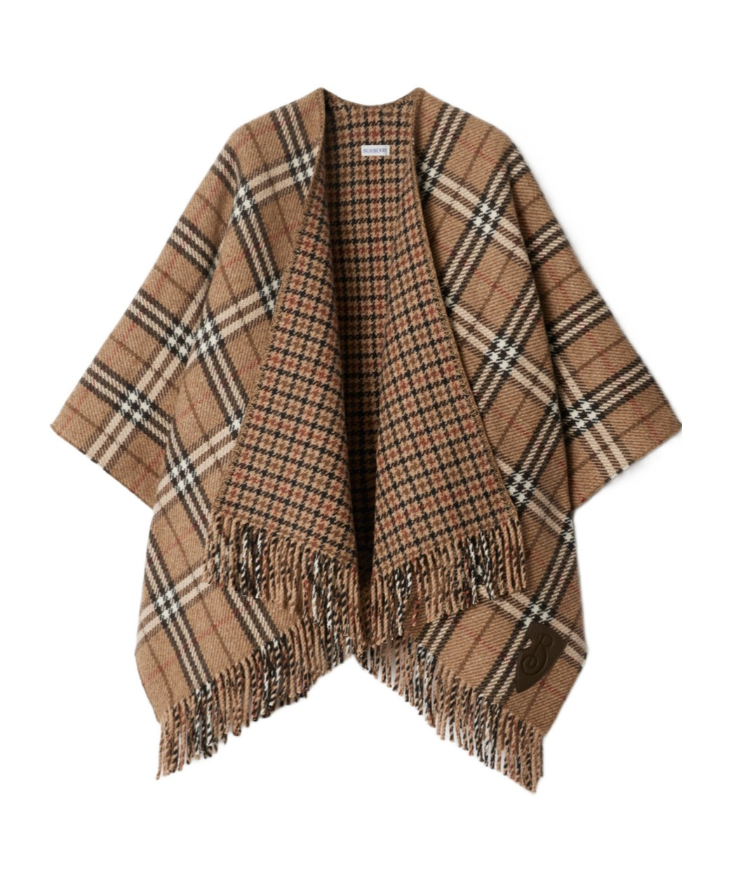 Burberry Embroidered Cashmere Blend Reversible Cape In Brown