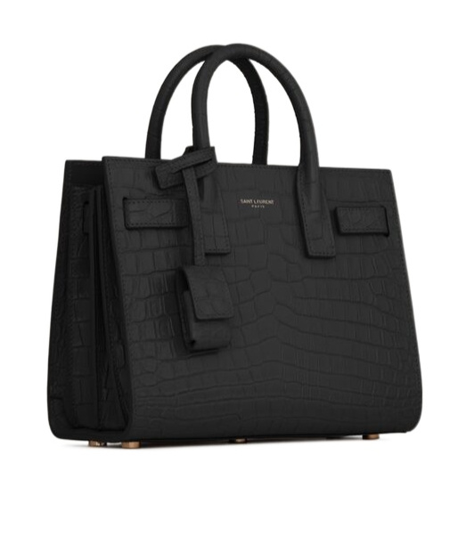 Saint Laurent Nano Sac De Jour Crocodile-effect Tote Bag In Black