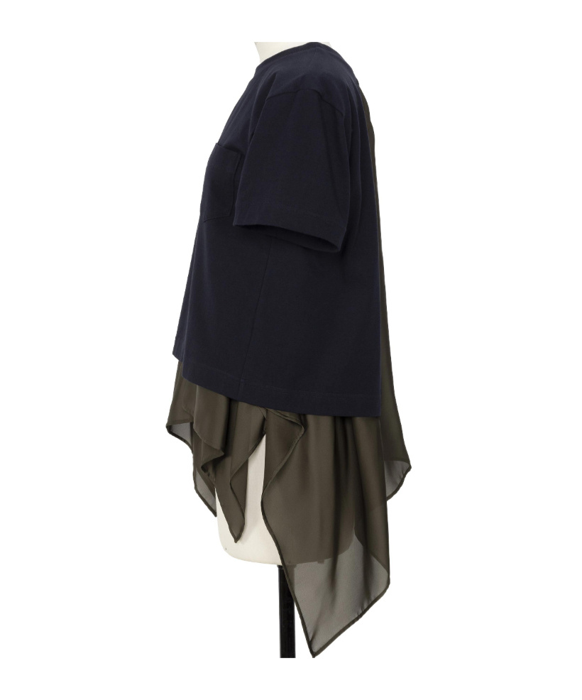 Sacai Satin X Cotton Jersey T-shirt In Blue