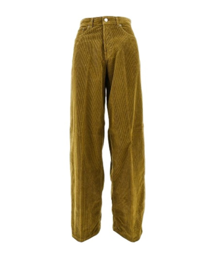 Haikure Wide Corduroy Trousers With Pockets And Belt Loops In Brown