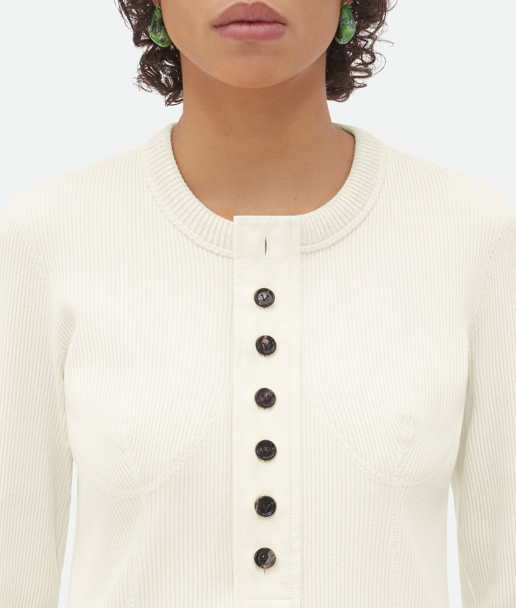 Shop Bottega Veneta Compact Ribbed-knit Top In White