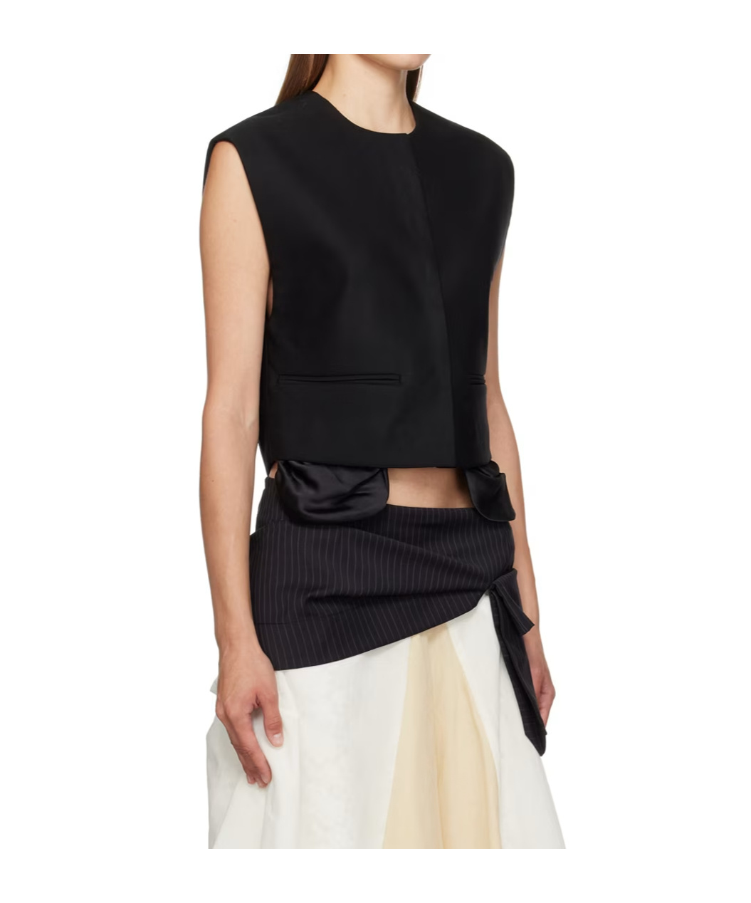 Open Yy Exposed Pocket Vest In Black