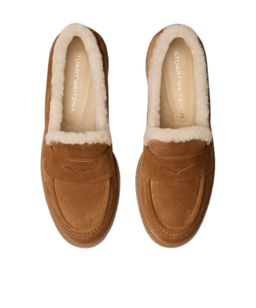 Stuart Weitzman Celia Lite Shearling Loafer In Brown