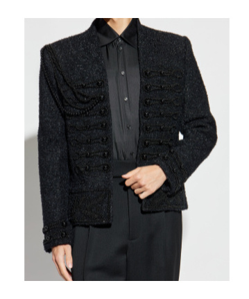 Balmain Beaded-embellished Tweed Jacket In Black