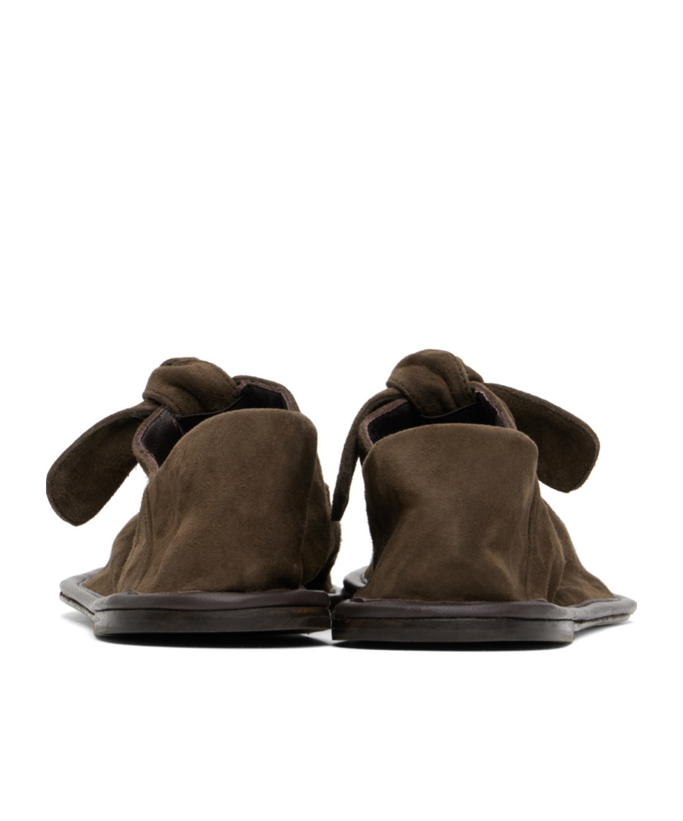 Hereu Brown Llasada Suede Ballerina Flats In Green
