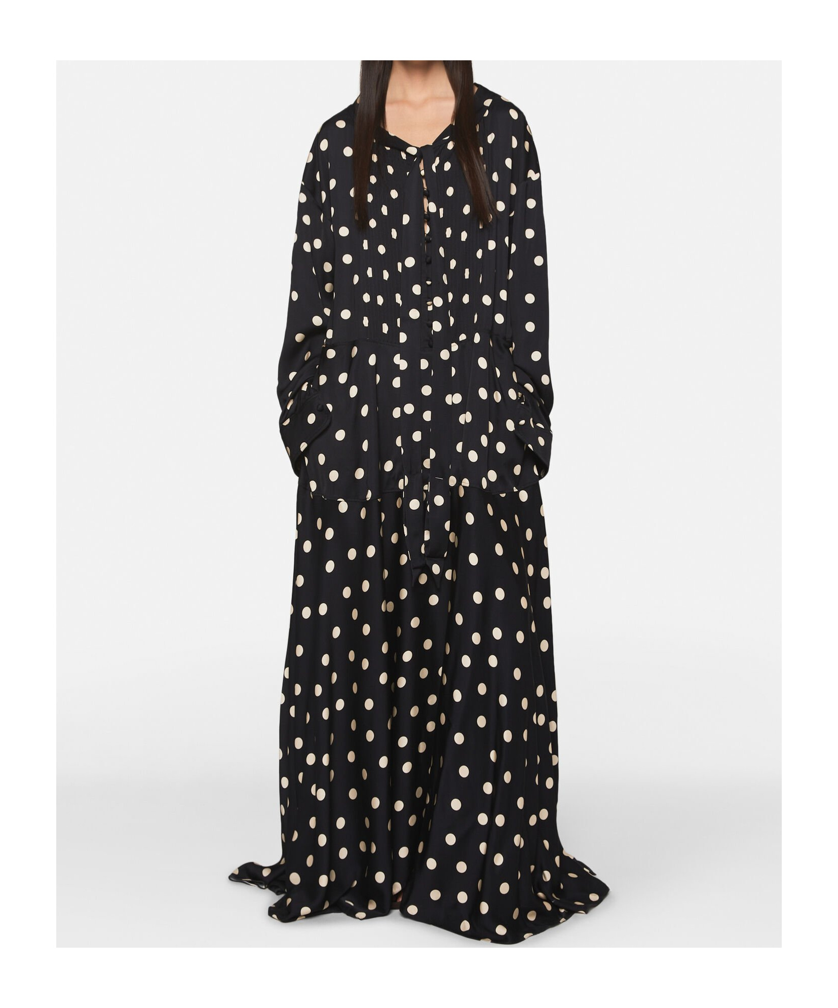 Stella Mccartney Long-sleeve Polka Dot Maxi Dress In Black