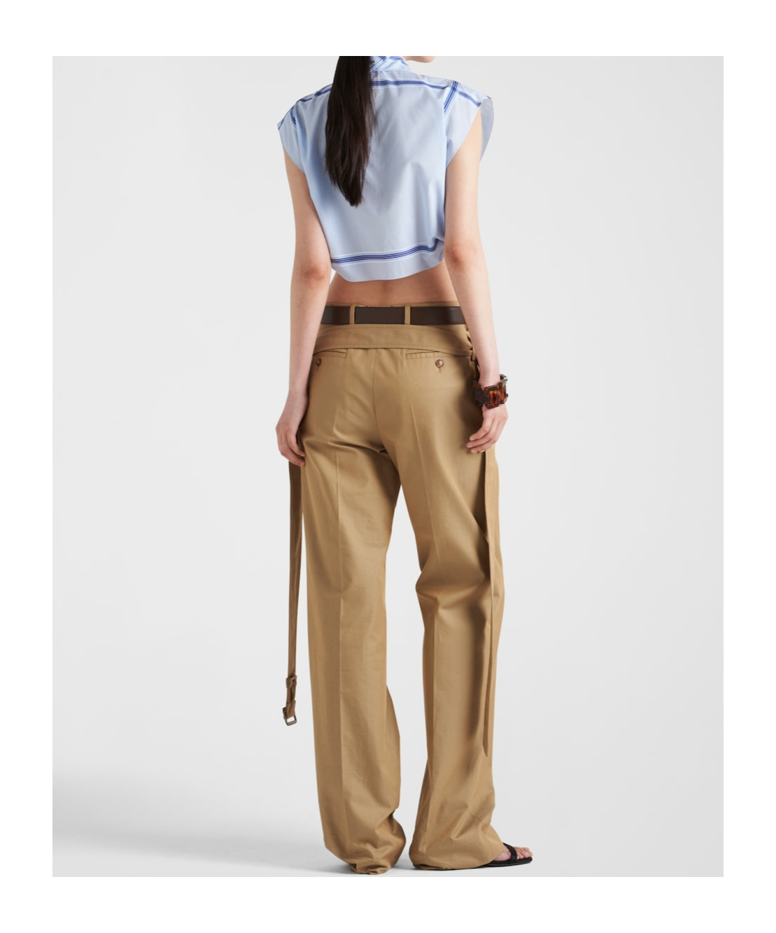 Prada Creased Detail Casual Pants In Brown