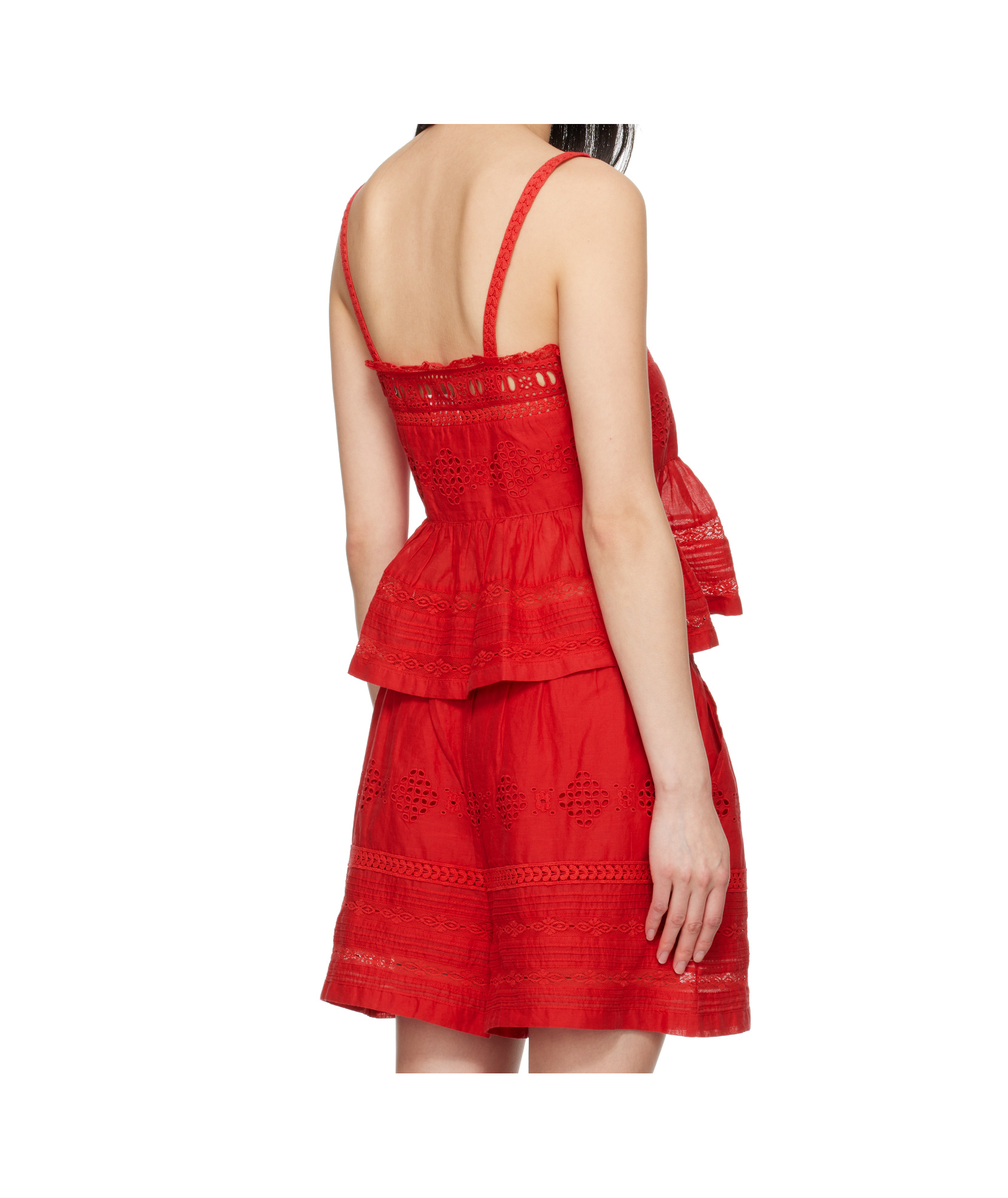 Isabel Marant Étoile Lace-insert Cotton Top In Red