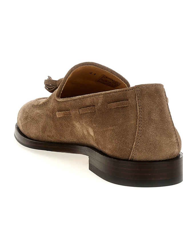 Brunello Cucinelli Suede Tassel Loafers In Brown